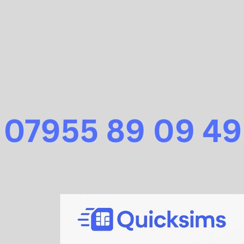 O2 sim card with VIP Memorable Mobile Number  07955 89 09 49 with zero credit which once topped up can be ported to other providers