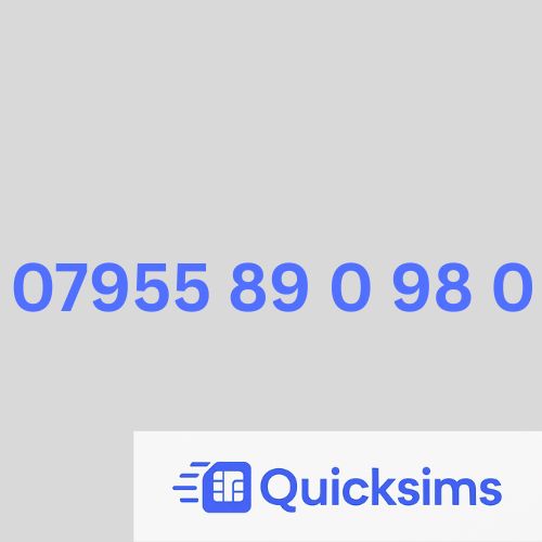 O2 sim card with VIP Memorable Mobile Number  079 55 89 0 98 0 with zero credit which once topped up can be ported to other providers