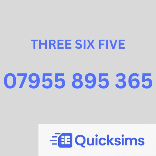 O2 sim card with VIP Memorable Mobile Number  07955 895 365 THREE SIX FIVE with zero credit which once topped up can be ported to other providers