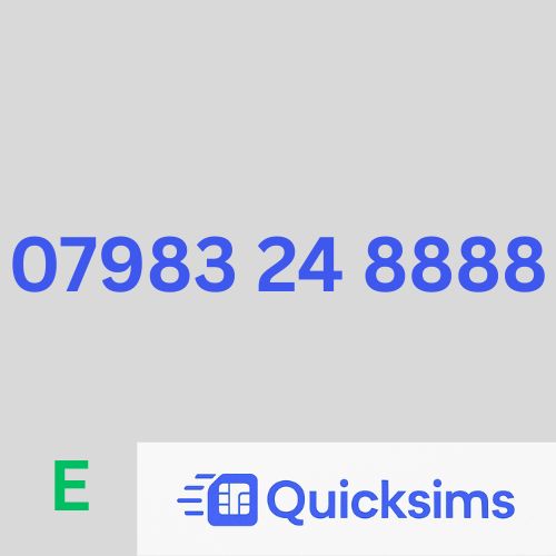 EE sim card with VIP Memorable Mobile Number 07983 24 8888 with zero credit which once topped up can be ported to other providers